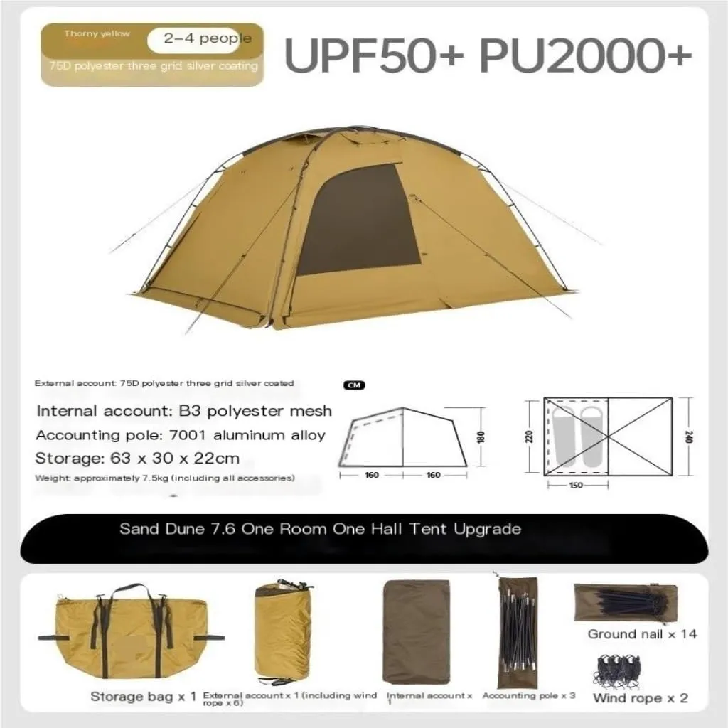Weatherproof Tents One-Bedroom and One-Living Tent Outdoor Camping Rainproof, Coldproof and Windproof Tent Camping Equipment Camping and Hiking Tents