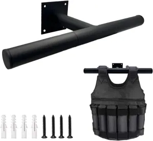 Weight Vest Hanger Wall Mount, Heavy Duty Police Gear Rack, Body Armor Hanger, Tactical Plate Carrier Accessories for Backpack Gym Home Workout(Black)