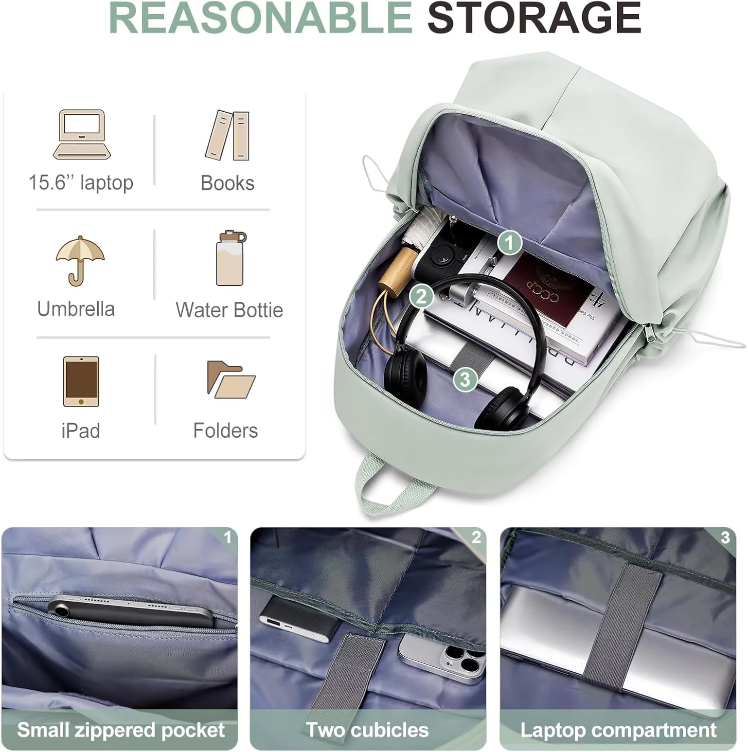 weradar simple Backpacks For School Waterproof Simple middle School Bag Casual College Backpack For Women Men Aesthetic Bookbag For Girls Boys(Green)