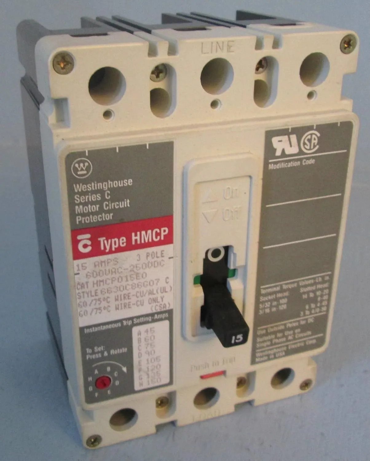 WESTINGHOUSE CIRCUIT BREAKER HMCP015E0NEW IN BOX