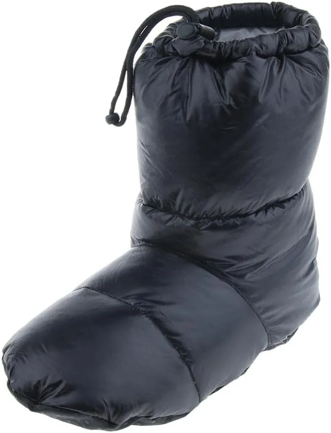 White Goose Down Slippers Winter Warm Camping Tent Foot Booties, Black M