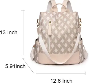 White,Nylon Crossbody Handbag for Women Waterproof Anti-Theft Shoulder Bag Backpack for Travel and Office