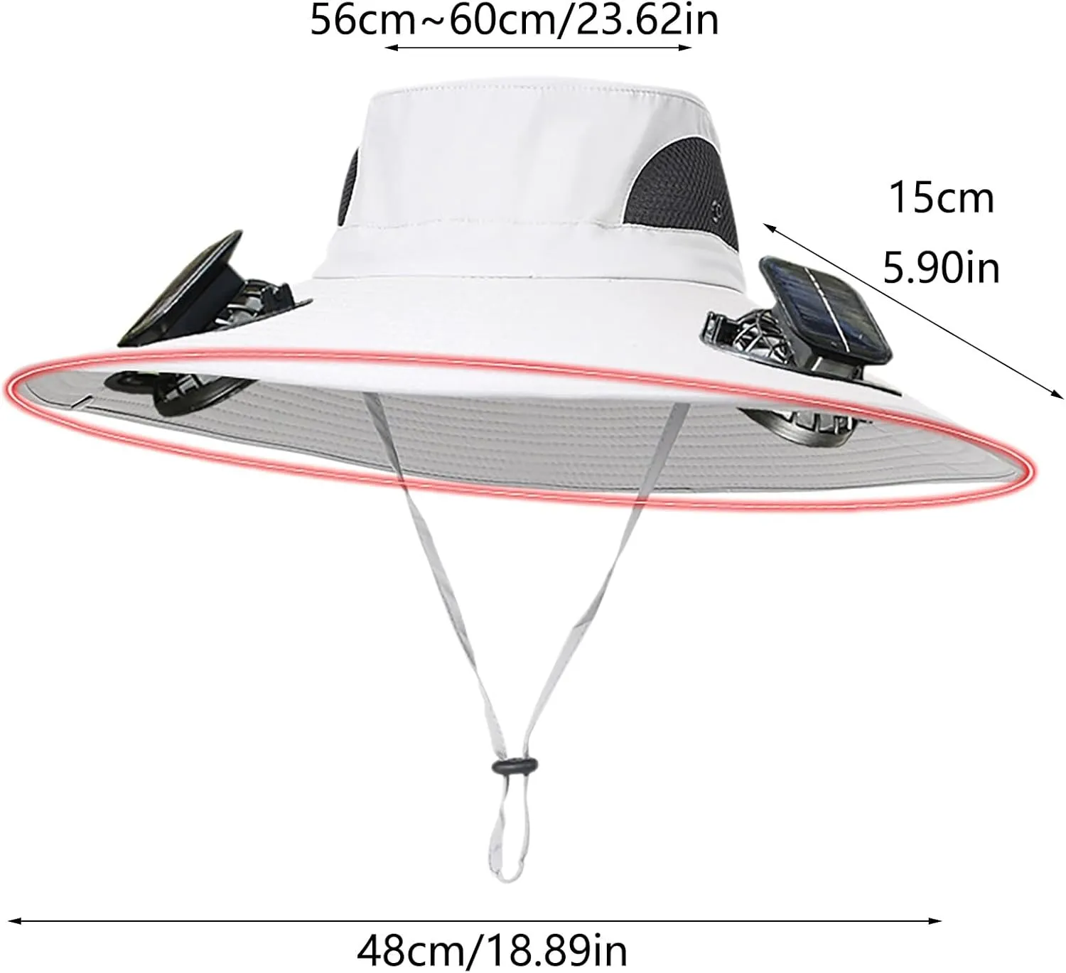 Wide Brim Solar Fan Hat, UPF 50  Solar Fan Sun Hat for Beach Hiking Camping Outdoor Fishing