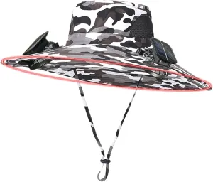 Wide Brim Solar Power Fan Hat, UPF 50  Solar Power Fan Bucket Hats for Beach Camping Fishing Outdoor Hiking