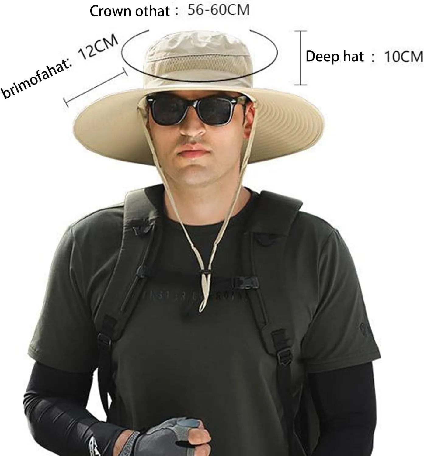 Wide Brim Solar Powered Hat Fan, UPF 50  Solar Panel Fan Hat for Camping Fishing Outdoor Beach Hiking