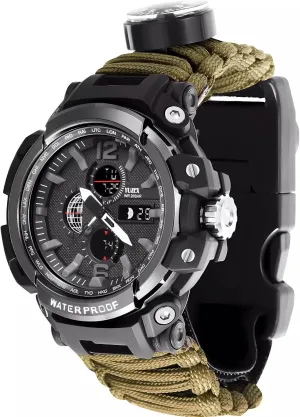 Wilderness Survival Outdoor Hiking Watch, 50M Water Resistant, Compass and More, Your Ultimate Backcountry Companion!