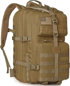 WINCENT Multi Function Military Tactical Assault Backpack with Double Stitching, Braided Handle, and Laser Cut Mole Webbing for Gear Attachment, Tan