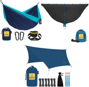 Wise Owl Outfitters Camping Hammock with Rain Fly Tarp and Bug Net - Single Hammock - Waterproof Camping Accessories & Backpacking Gear, Camping Gear Must Haves - Blue