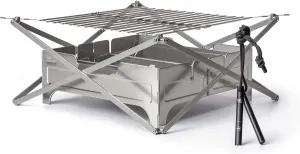 Wolf and Grizzly Campfire Trio | Portable Fire Pit, Folding Grill and Ferro Rod Combo | Campfire Cooking Kit for Camping and Outdoor Adventures | Portable Firepit for Camping | Fire Pit with Grill…