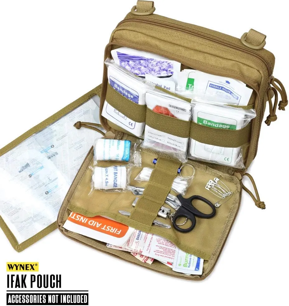 WYNEX Tactical Molle Admin Pouch of Laser Cut Design, Utility Pouches Molle Attachment Military Medical EMT Organizer with Map Pocket EDC EMT Pack IFAK Tool Holder Universal U.S.A Patch Included