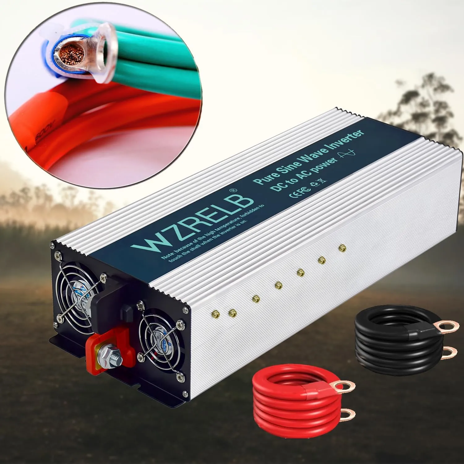 WZRELB 4000W Pure Sine Wave Inverter 48V DC to 110V 120V AC Power Converter with LED Display, Hardwire Terminal,Off-Grid Portable Power Inverter with Dual AC Outlets for Home, RV, Truck, Camping