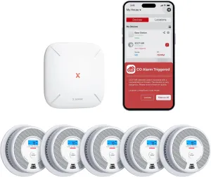 X-Sense Smart Smoke Detector Carbon Monoxide Detector Combo, Battery-Operated (Not AC Hardwired) Interconnected Combination Smoke Carbon Monoxide Detector, 5 Detectors with 1 Base Station, SC07-MR51