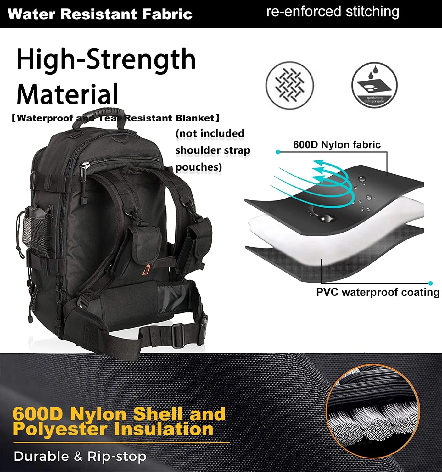 XWL SPORTS | Large Military Tactical Travel Backpack for Men