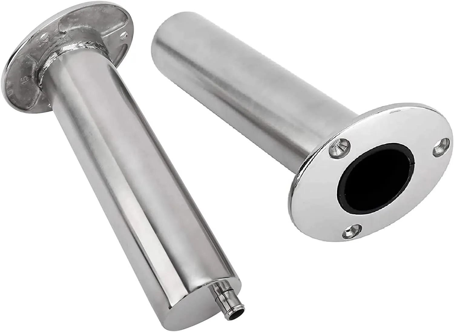 YaeMarine 4-Pack Heavy Duty Stainless Steel 316 Deluxe Rod Holders with Drain, Flush Mount Fishing Rod Pole Holders, 30 Degree /15 Degree/90 Degree