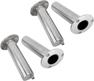 YaeMarine 4-Pack Heavy Duty Stainless Steel 316 Deluxe Rod Holders with Drain, Flush Mount Fishing Rod Pole Holders, 30 Degree /15 Degree/90 Degree