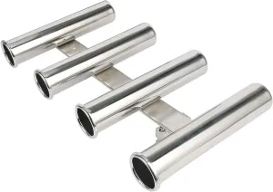 YaeMarine 4 Tubes Stainless Rod Holder Fishing Rod Holder Adjustable Rotatable fit Rail From 4/5"(20MM) to1-1/5(30MM) Tube