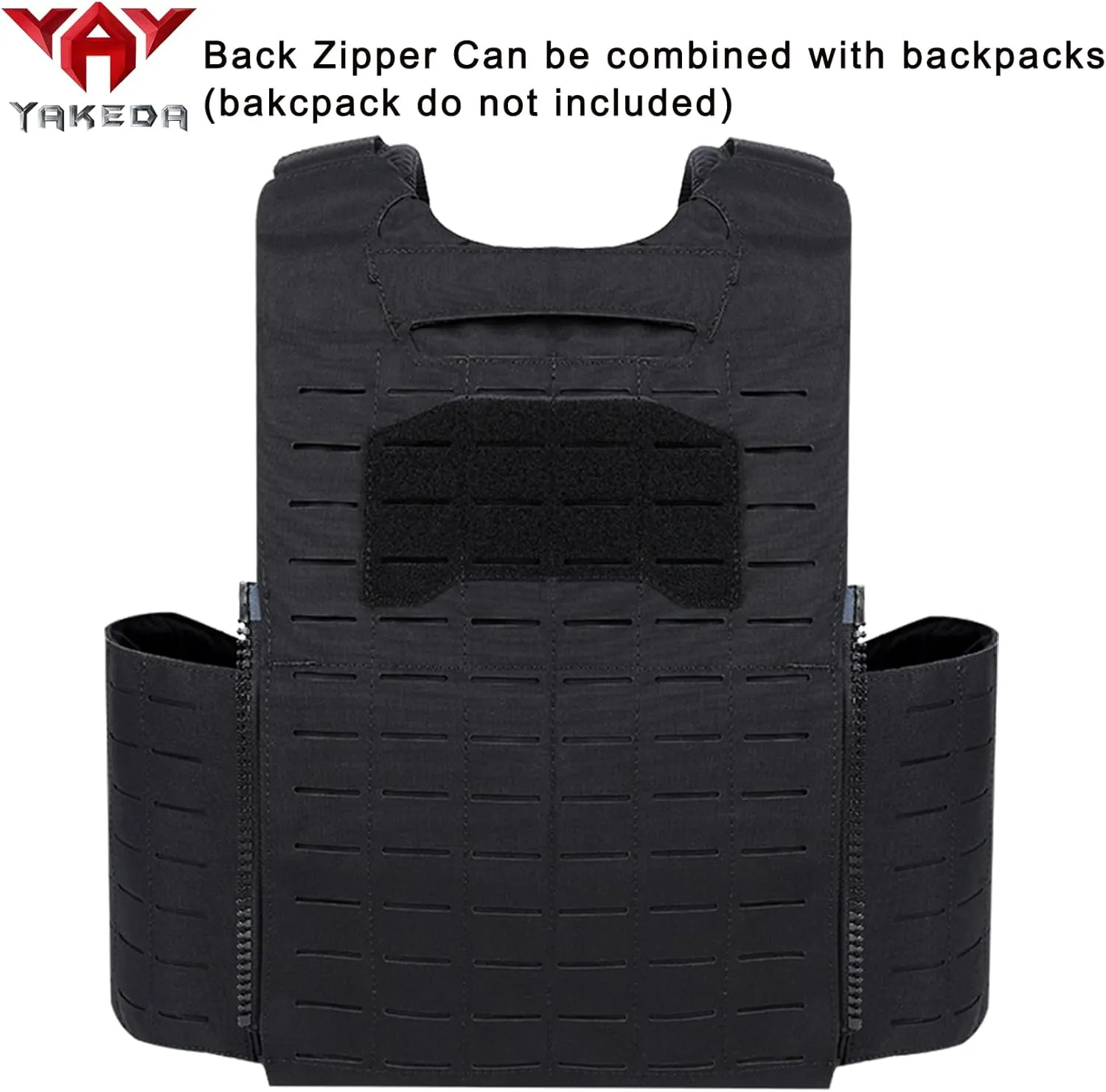 YAKEDA Tactical Weighted Vest With Quick Release Buckle Airsoft Outdoor Vest Back Ziiper Combination with Backpack
