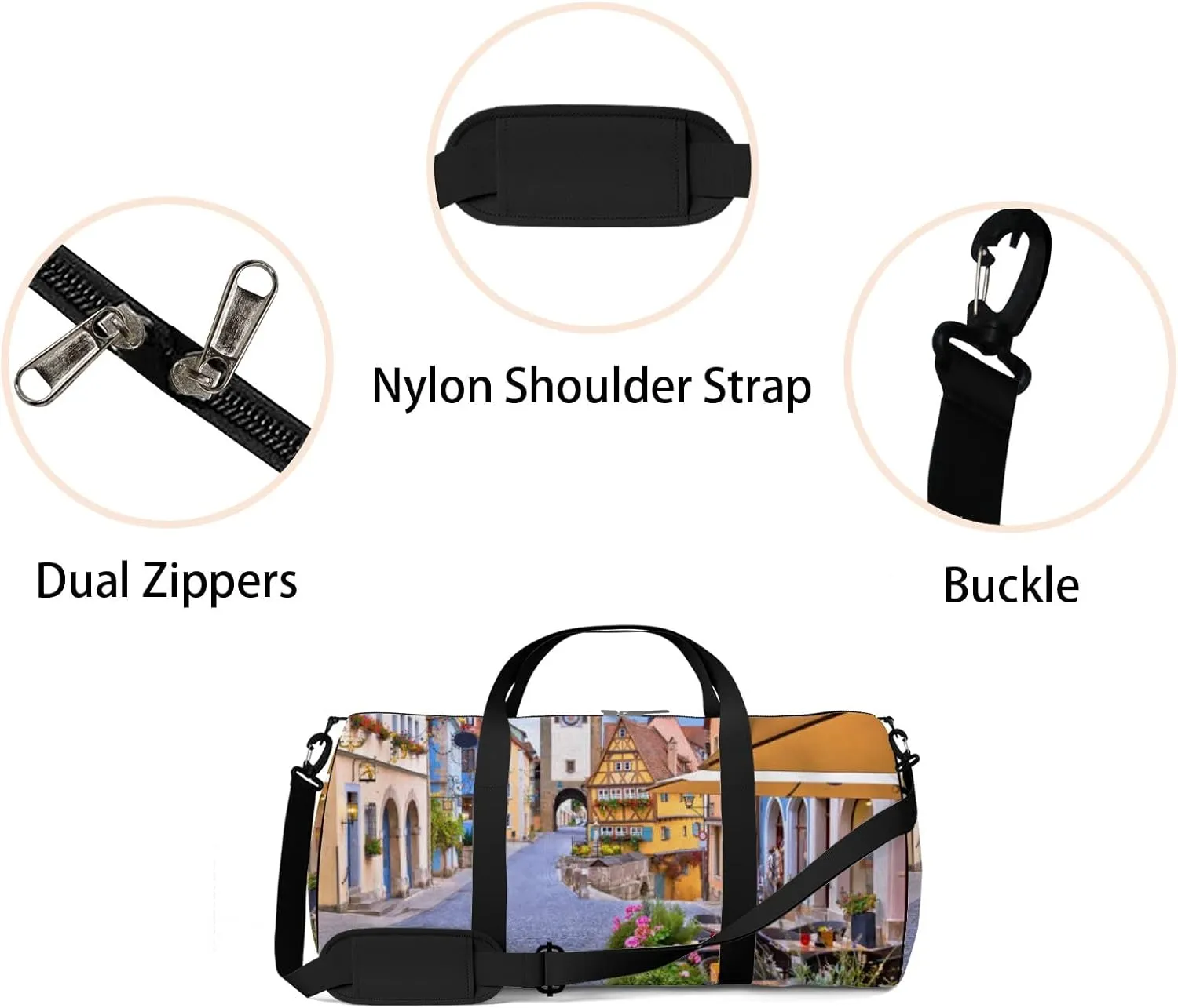 Yellow Famous Historic Sports Bag Tote Bag Waterproof Gym Bag with Shoulder Strap Zipper 2 Side Pockets for Men and Women, Travel and Storage Shoulder Bag.