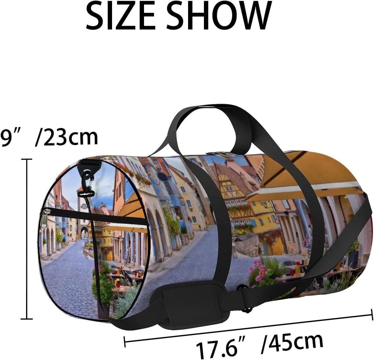 Yellow Famous Historic Sports Bag Tote Bag Waterproof Gym Bag with Shoulder Strap Zipper 2 Side Pockets for Men and Women, Travel and Storage Shoulder Bag.