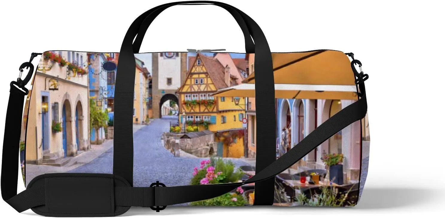 Yellow Famous Historic Sports Bag Tote Bag Waterproof Gym Bag with Shoulder Strap Zipper 2 Side Pockets for Men and Women, Travel and Storage Shoulder Bag.
