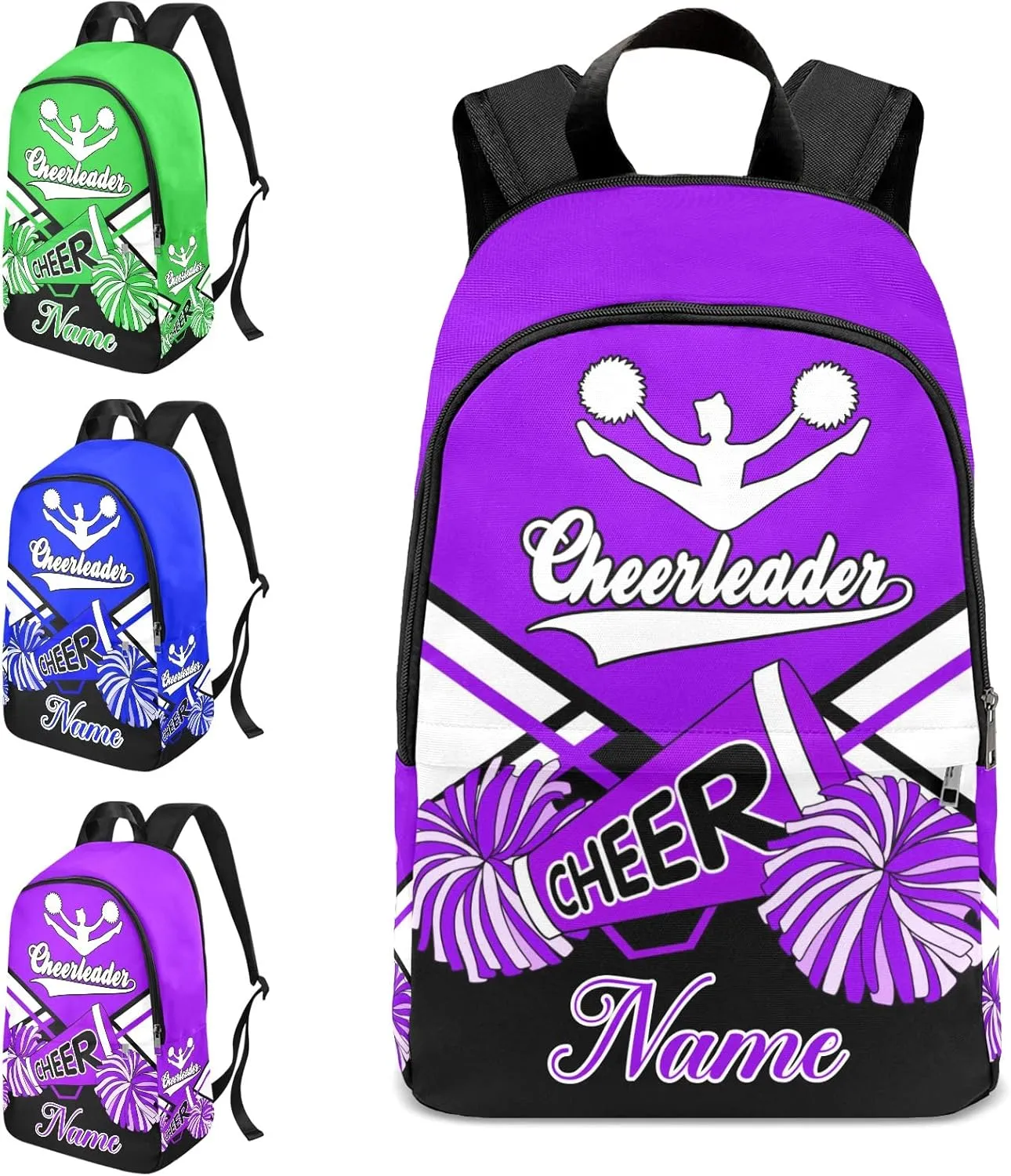 zaaprintblanket Personalized Cheerleader Cheer Black Purple Backpack Casual Daypack Bag for Man Woman