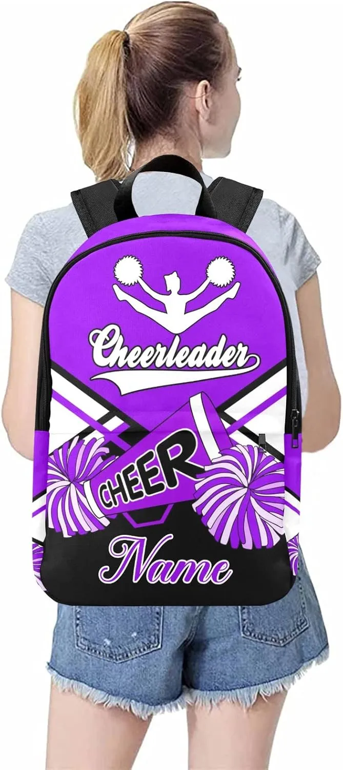 zaaprintblanket Personalized Cheerleader Cheer Black Purple Backpack Casual Daypack Bag for Man Woman