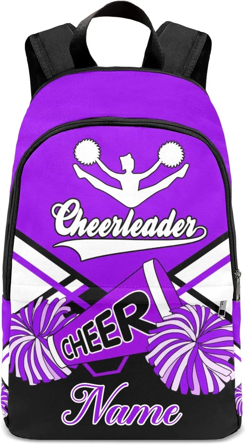zaaprintblanket Personalized Cheerleader Cheer Black Purple Backpack Casual Daypack Bag for Man Woman