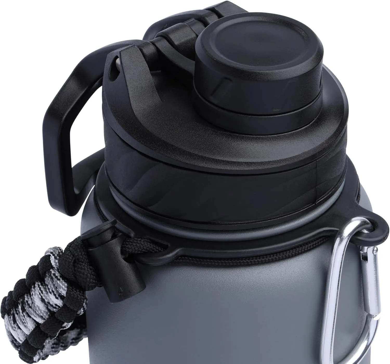 Zenith Chugger Stainless Steel Bottle with Carabiner, Compass, Signal Whistle, and Fire Starter - 40 Oz - Graphite Powder Coat