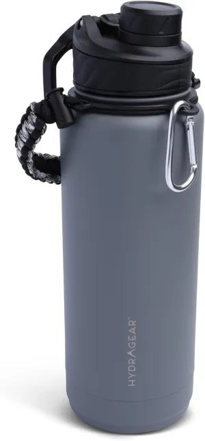 Zenith Chugger Stainless Steel Bottle with Carabiner, Compass, Signal Whistle, and Fire Starter - 40 Oz - Graphite Powder Coat