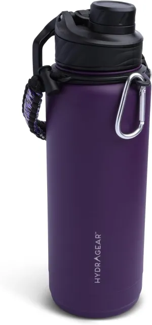 Zenith Chugger Stainless Steel Bottle with Carabiner, Compass, Signal Whistle, and Fire Starter - 40 Oz - Violet Powder Coat