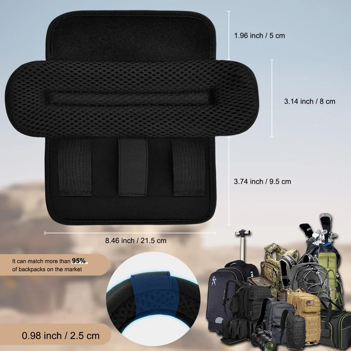 ZINZ 2-Pack Universal Wide Shoulder Pad with Ultra Thick Cushion for Bag Luggage Backpack Bag Crossbody