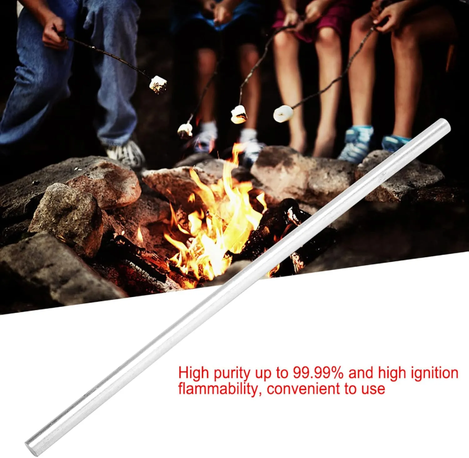 ZJchao Fire Starter Rods, 99.99% Pure Metal Rod, Metal Rod Mg Bar High Purity 99.99% Survival Emergency Accessory Emergency Sparks (8mm*250mm)