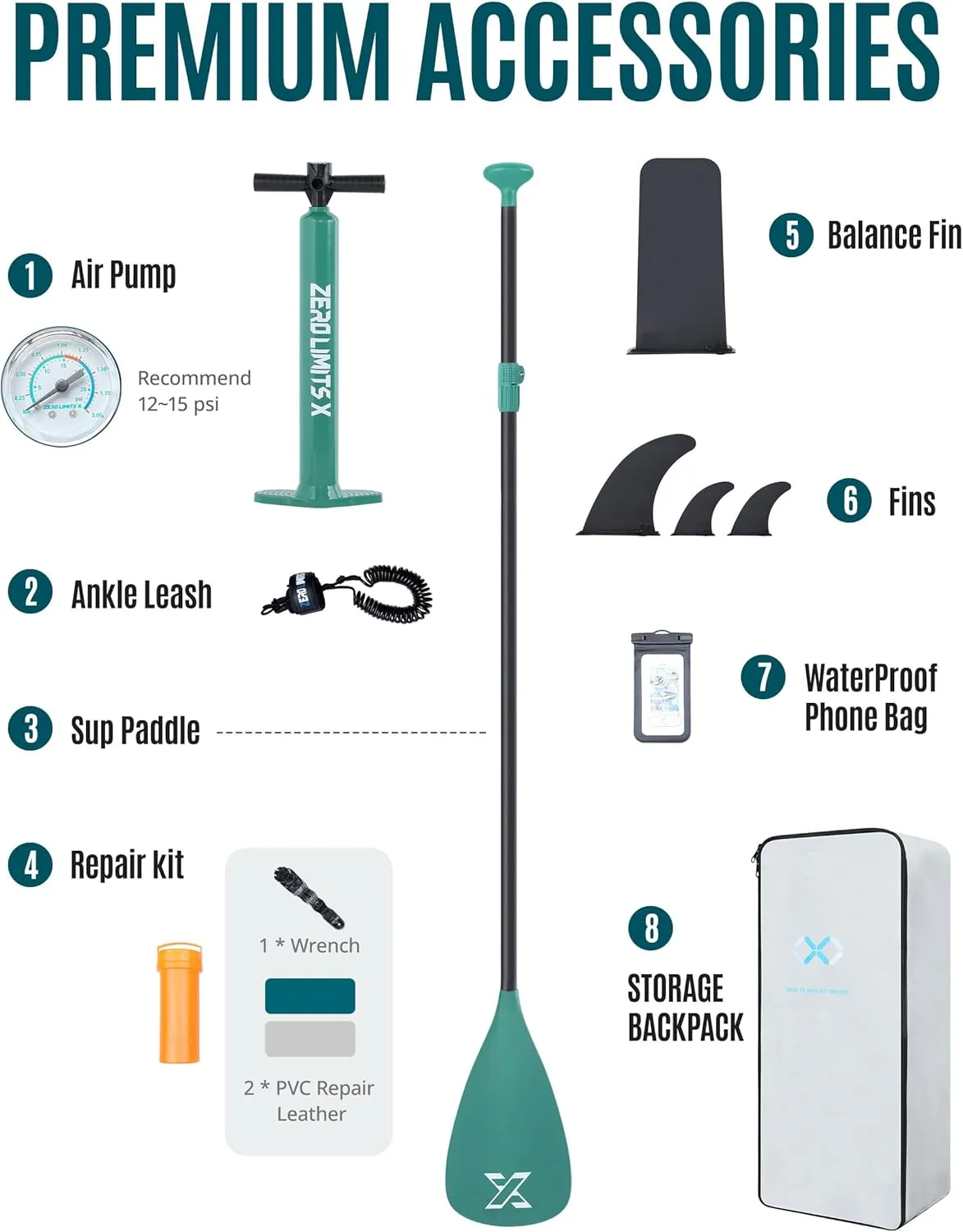 ZLX 10'6" Inflatable Stand Up Paddle Board, Extra Wide Stable Non-Slip Deck Pad, Unique Center Fin, Portable Paddleboard for Adults, Premium SUP for All Skill Levels