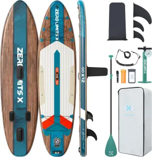 ZLX 10'6" Inflatable Stand Up Paddle Board, Extra Wide Stable Non-Slip Deck Pad, Unique Center Fin, Portable Paddleboard for Adults, Premium SUP for All Skill Levels
