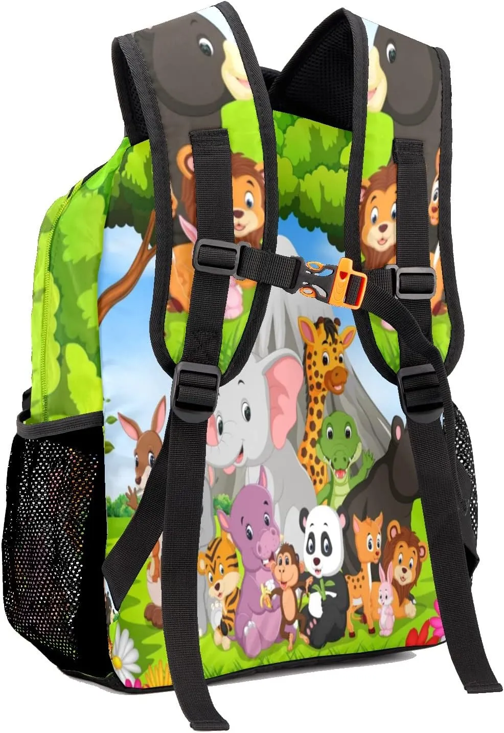 Zoo Jungle Animals Personalized Kids School Backpack Custom Name for Boys Girls Primary Daypack Bookbag Travel Bag