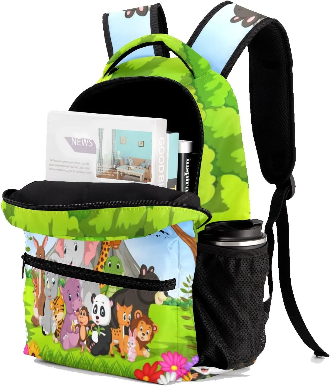 Zoo Jungle Animals Personalized Kids School Backpack Custom Name for Boys Girls Primary Daypack Bookbag Travel Bag