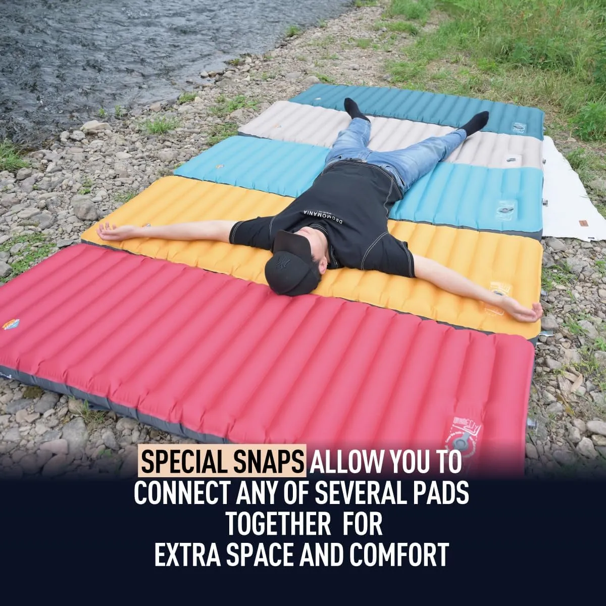 ZOOOBELIVES 3D Wrapping Inflatable Camping Sleeping Pad with Built-in Pump, Extra Thick and Wide, Ultimate Comfortable Compact Camp Air Mat for Tent, Car Traveling and Backpacking - Airlive2000X