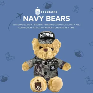 ZZZ Bears Personalized Navy Camo Teddy Bear, Gift for Boot Camp Graduates, Veterans & Comforting Loved Ones at Home During Deployment