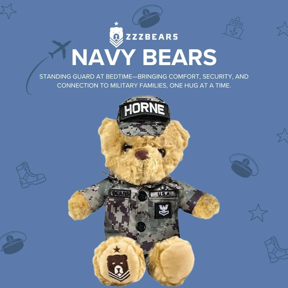 ZZZ Bears Personalized Navy Camo Teddy Bear, Gift for Boot Camp Graduates, Veterans & Comforting Loved Ones at Home During Deployment